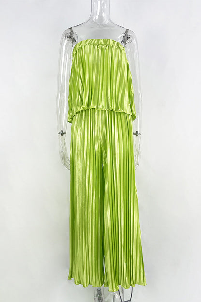 Pleated Strapless Sleeveless Two Pieces