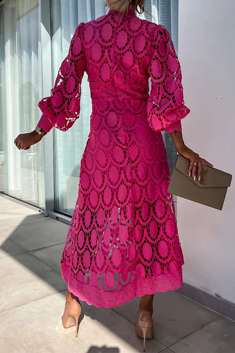 Celebrities Hollowed Out Half a Turtleneck Waist Skirt Dresses(4 Colors)