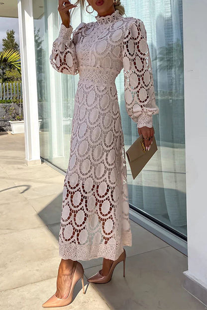 Celebrities Hollowed Out Half a Turtleneck Waist Skirt Dresses(4 Colors)