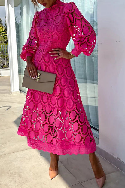 Celebrities Hollowed Out Half a Turtleneck Waist Skirt Dresses(4 Colors)