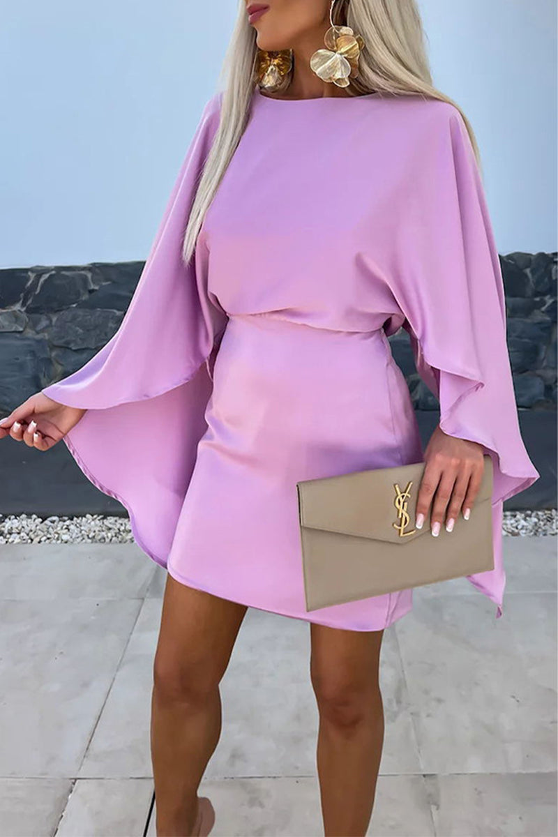 Patchwork O Neck Wrapped Skirt Dresses