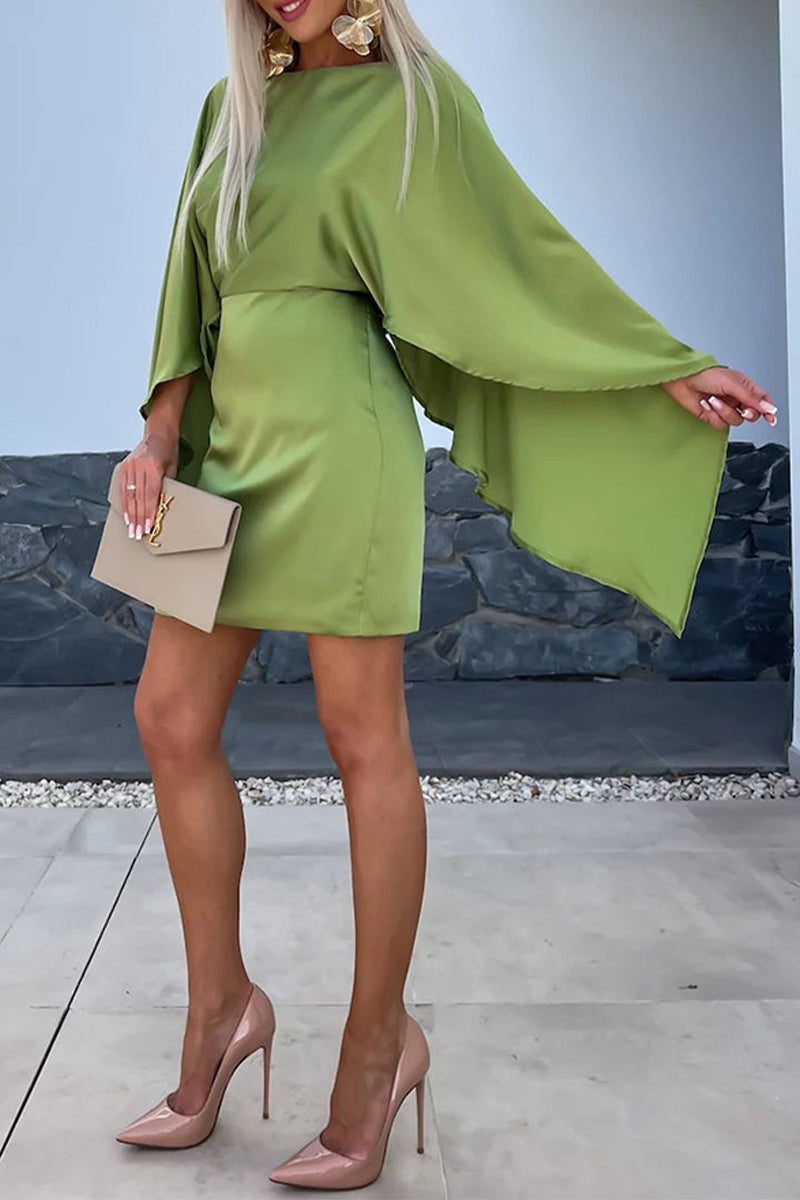 Patchwork O Neck Wrapped Skirt Dresses