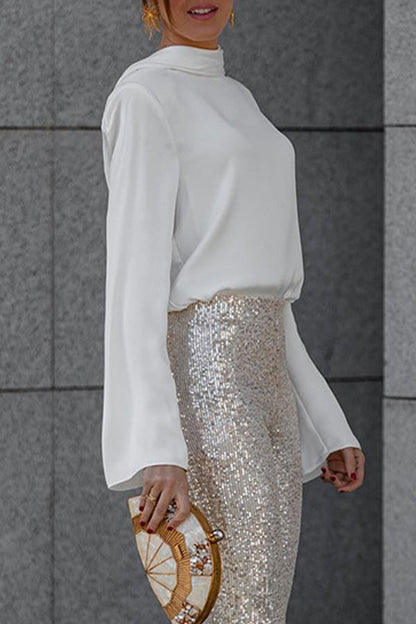 Backless Fold Scarf Collar Blouses(3 Colors)