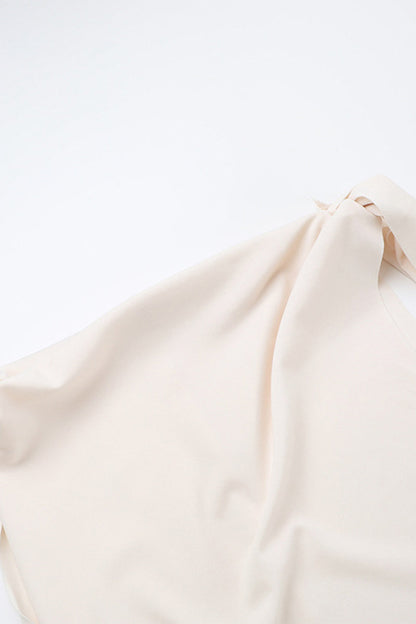 Patchwork Oblique Collar One Step Skirt Dresses