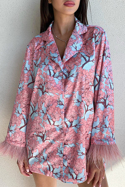 Feathers Turndown Collar Long Sleeve Two Pieces