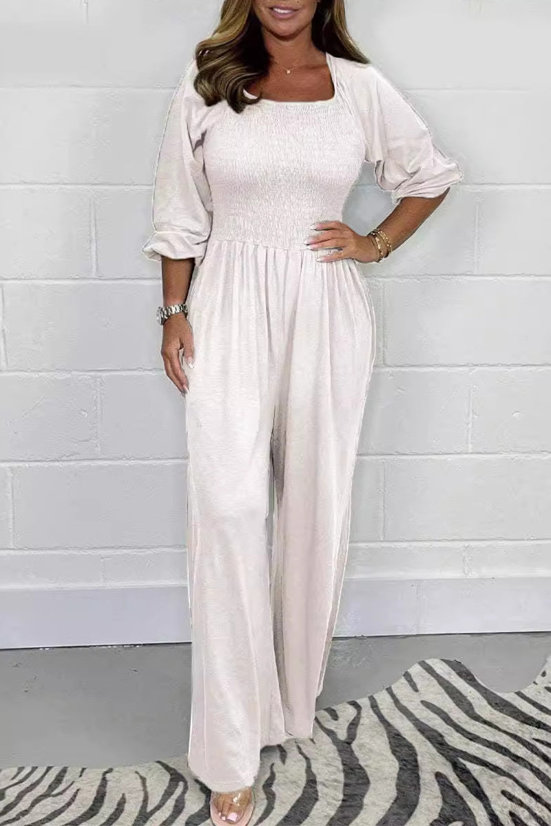 Fold Square Collar Loose Jumpsuits