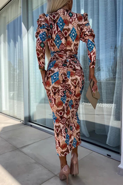 Fold V Neck One Step Skirt Dresses