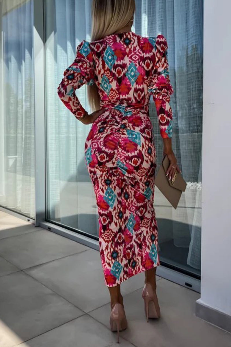 Fold V Neck One Step Skirt Dresses