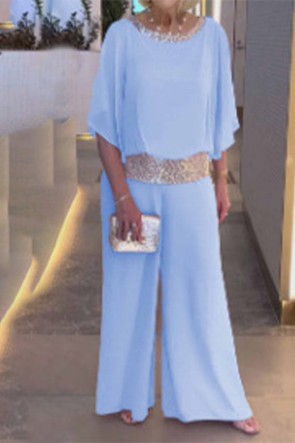 Sequins O Neck Two Pieces