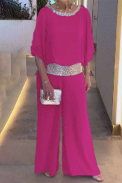 Sequins O Neck Two Pieces