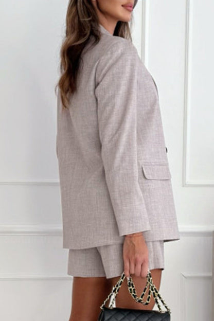 British Style Pocket Buttons Turn-back Collar Long Sleeve Two Pieces