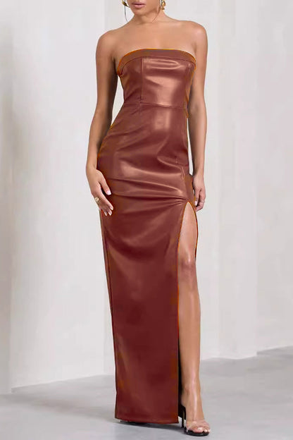 Backless Slit Strapless One Step Skirt Dresses