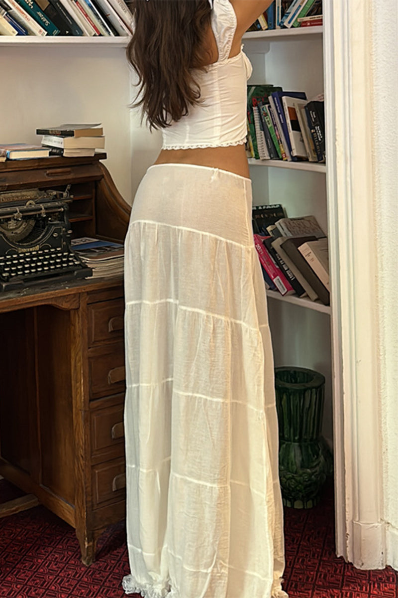 Bandage Patchwork Square Collar Sleeveless Two Pieces