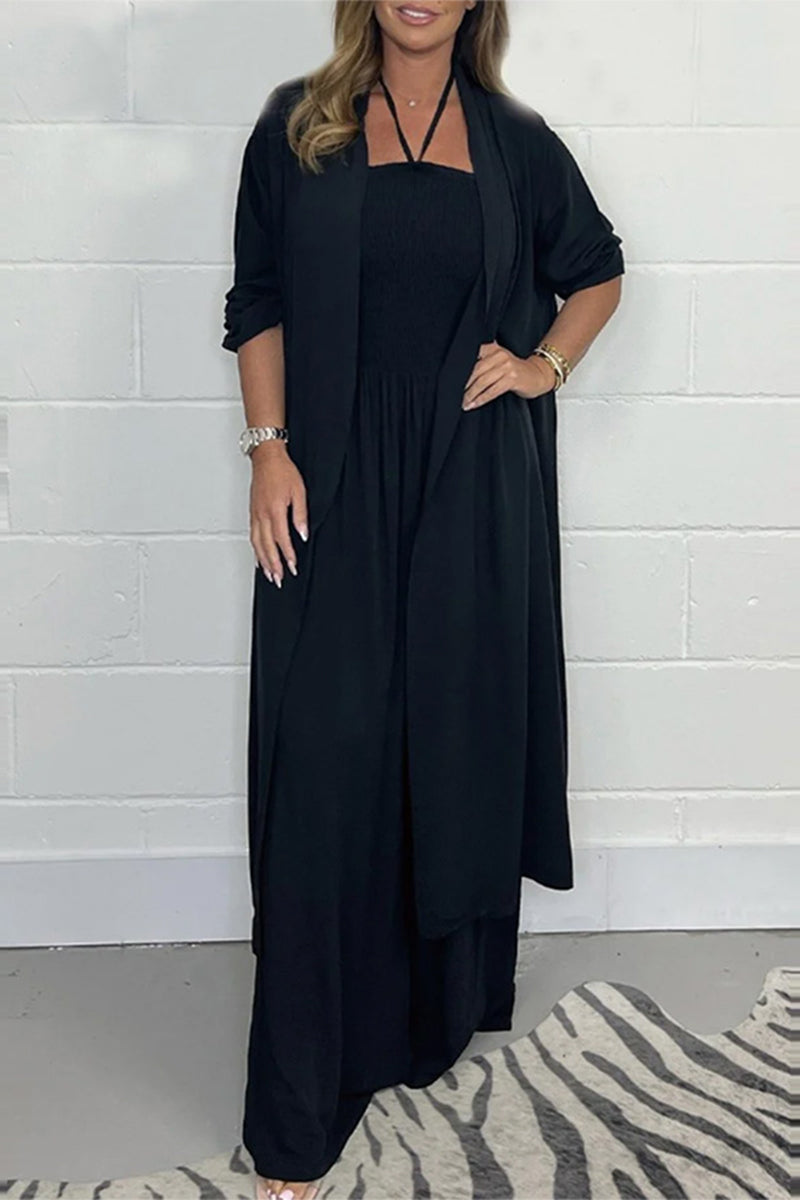 Simplicity Patchwork Backless Halter Two Pieces(jumpsuits, Jackets)