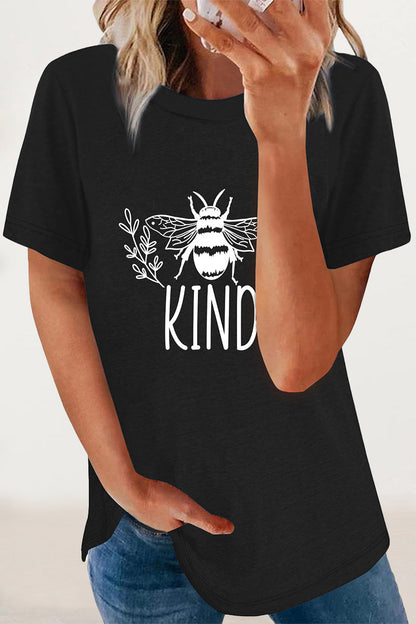 Animal Letter Print O Neck T-shirts