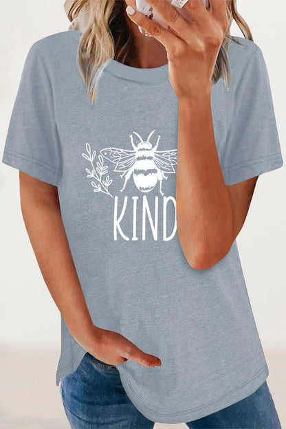 Animal Letter Print O Neck T-shirts