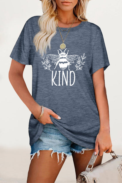 Animal Letter Print O Neck T-shirts