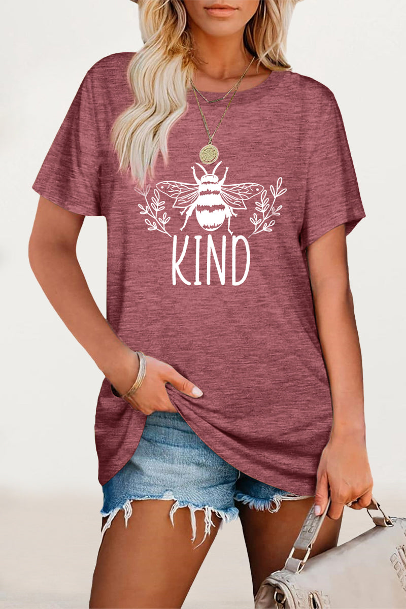Animal Letter Print O Neck T-shirts