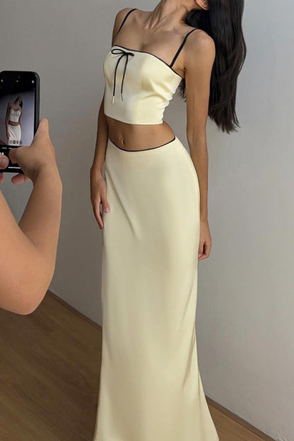 Celebrities With Bow Stringy Selvedge Sleeveless Two Pieces