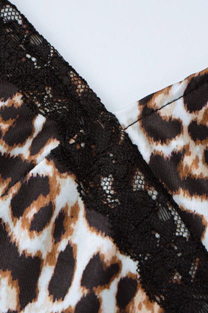 Leopard Backless V Neck One Step Skirt Dresses