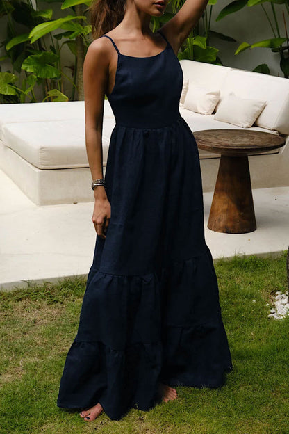 Vacation Frenulum Backless U Neck Cake Skirt Dresses