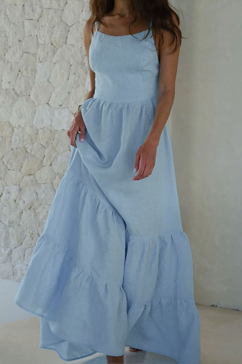 Vacation Frenulum Backless U Neck Cake Skirt Dresses