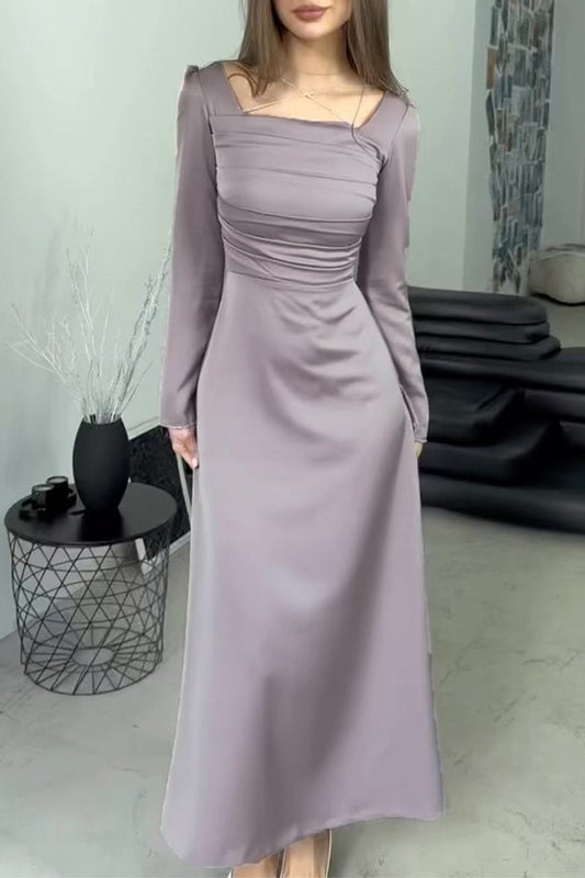 Celebrities Bandage Fold Square Collar Waist Skirt Dresses