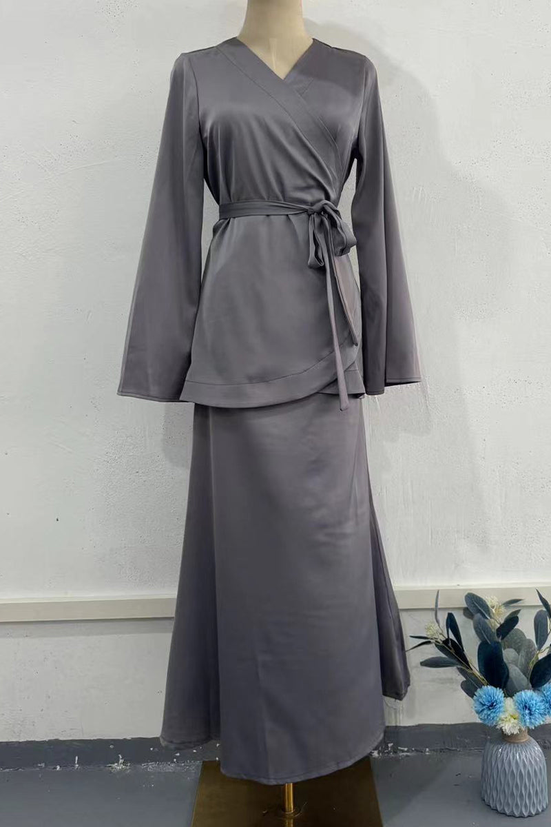 Simplicity Strap Design V Neck Long Sleeve Two Pieces