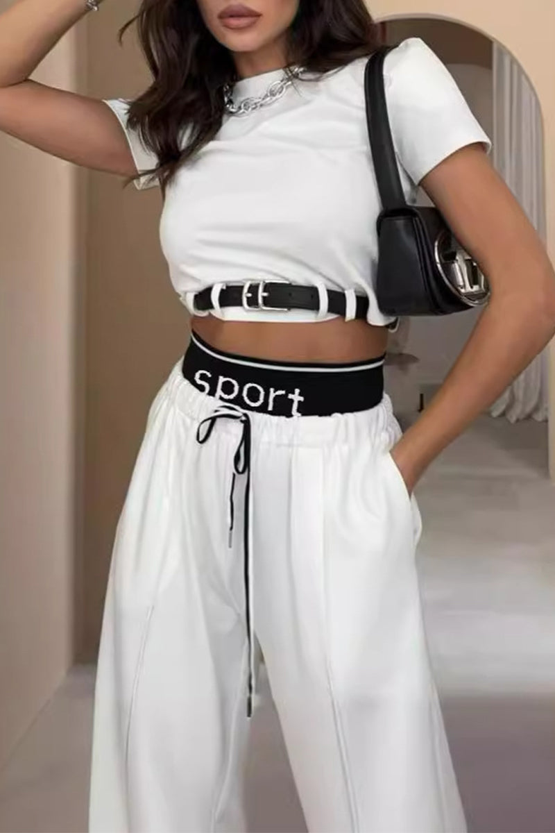 British Style Draw String With Belt O Neck Short Sleeve Two Pieces