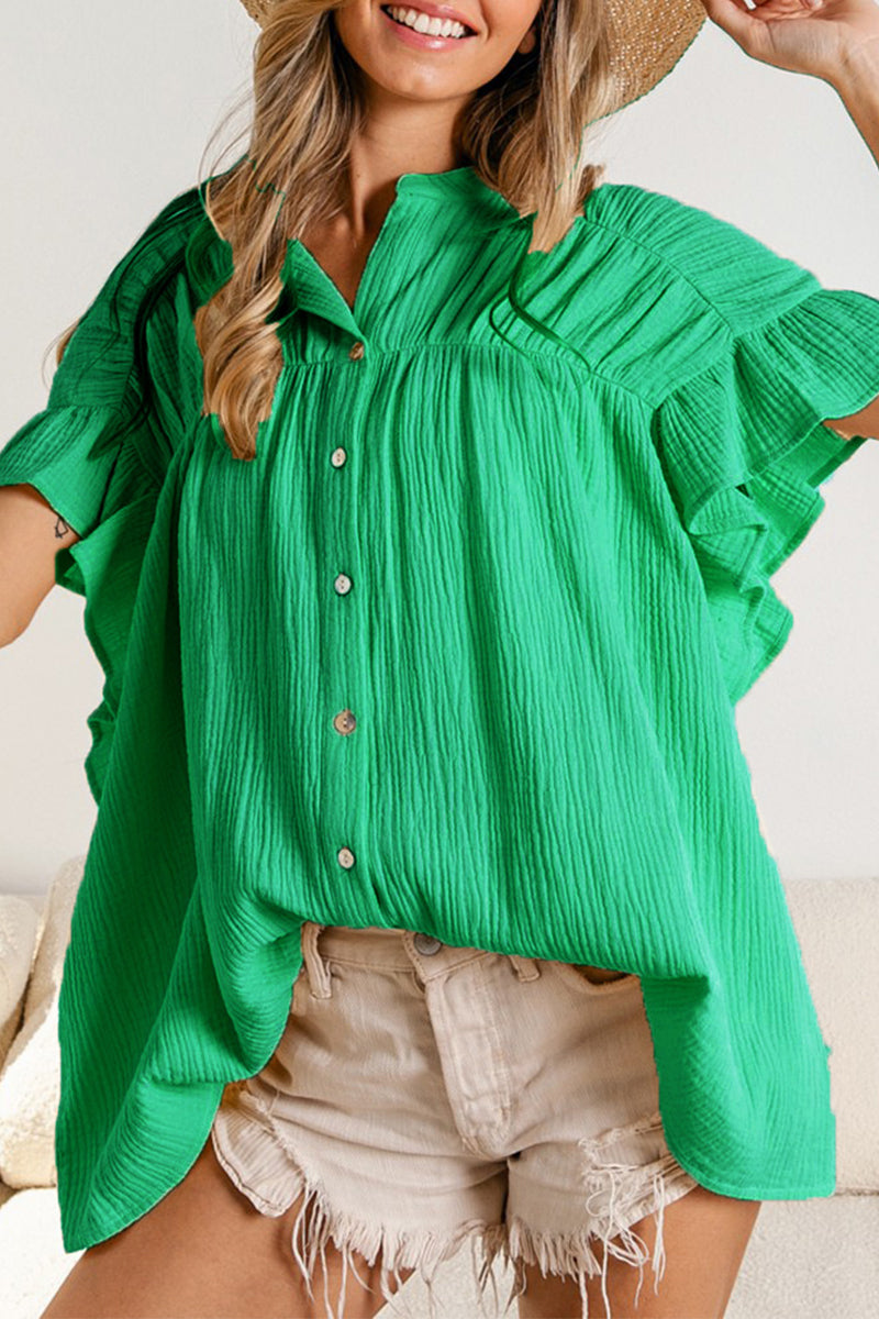 Fold Stringy Selvedge Mandarin Collar Blouses (5 Colors)