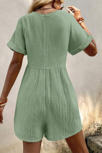 Simplicity Pocket V Neck Loose Rompers(5 Colors)