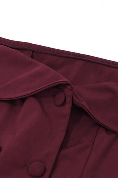 Celebrities Buckle Backless Pleated Off the Shoulder Two Pieces