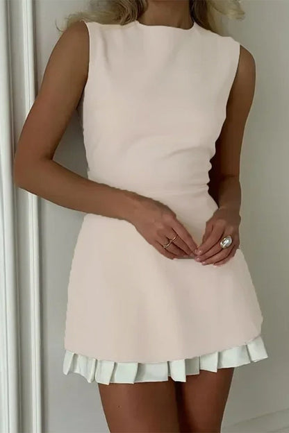 Celebrities Pleated O Neck Sleeveless Two Pieces