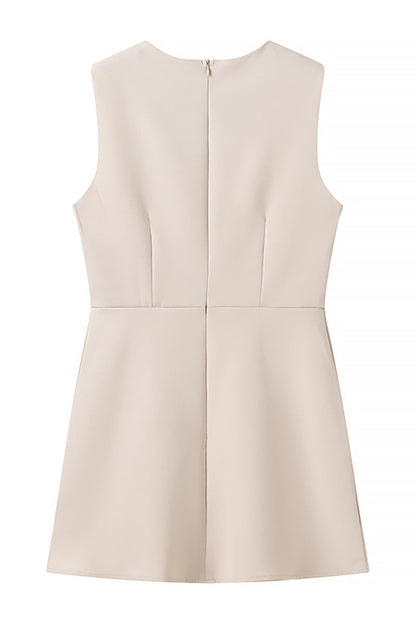 Celebrities Pleated O Neck Sleeveless Two Pieces