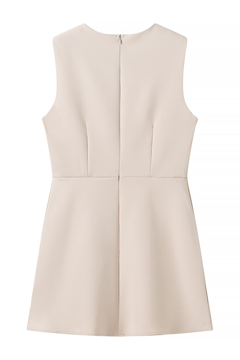 Celebrities Pleated O Neck Sleeveless Two Pieces