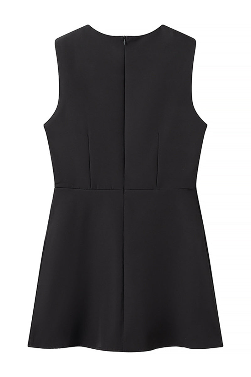 Celebrities Pleated O Neck Sleeveless Two Pieces