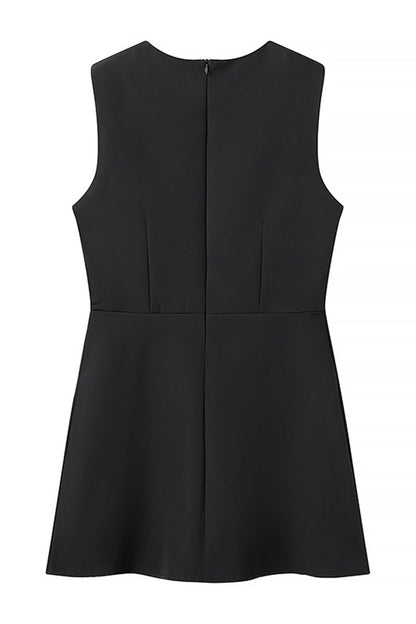 Celebrities Pleated O Neck Sleeveless Two Pieces