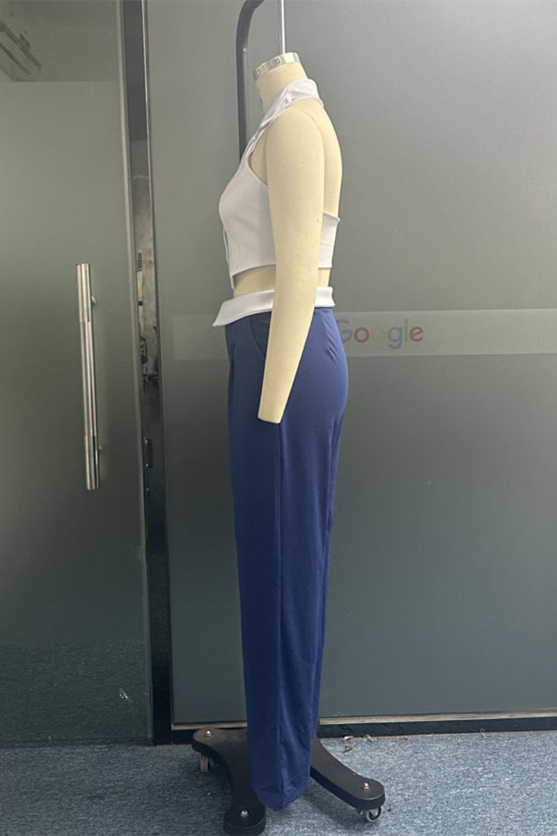 Buckle Turn-back Collar Sleeveless Two Pieces