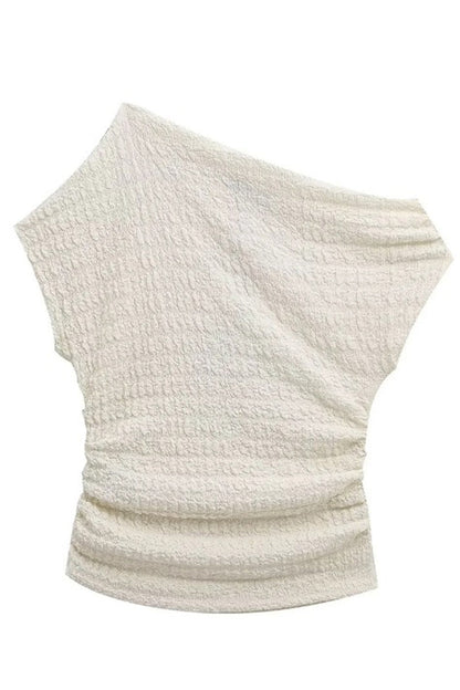 Fold Off the Shoulder Short Sleeve Two Pieces