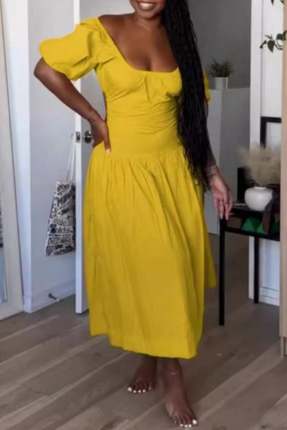 Basic U Neck Long Dresses