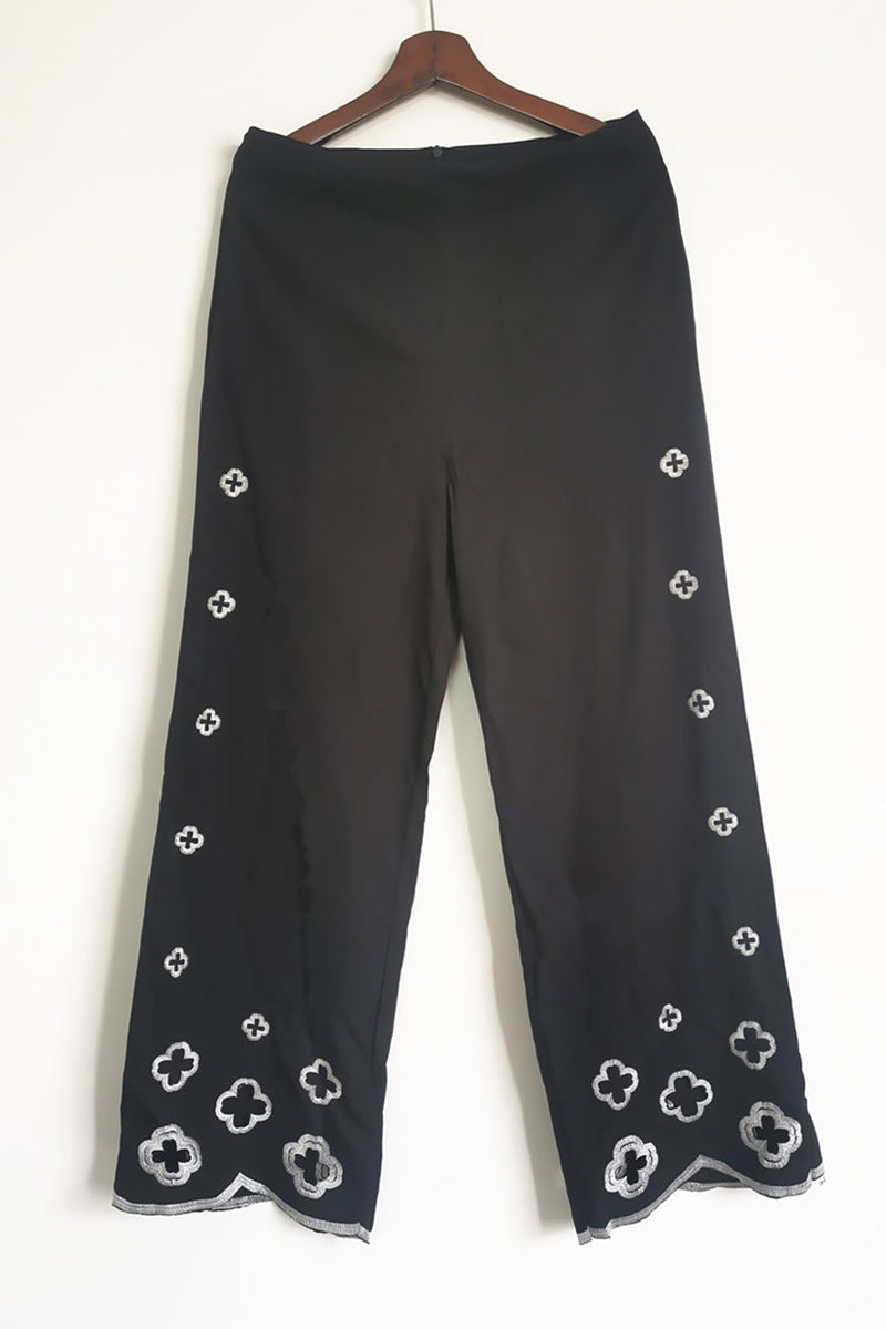 Hook Flower Hollowed Out Turndown Collar Long Sleeve Two Pieces