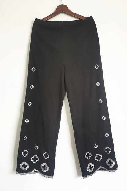 Hook Flower Hollowed Out Turndown Collar Long Sleeve Two Pieces