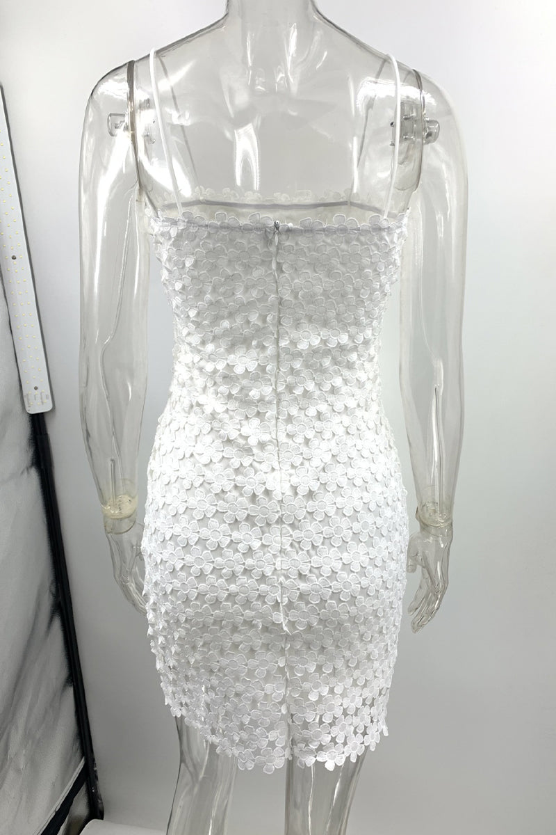 Lace Hollowed Out One Step Skirt Dresses
