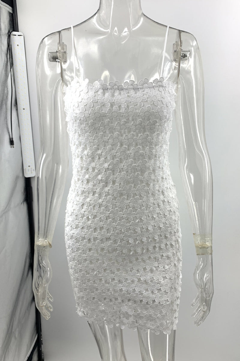 Lace Hollowed Out One Step Skirt Dresses