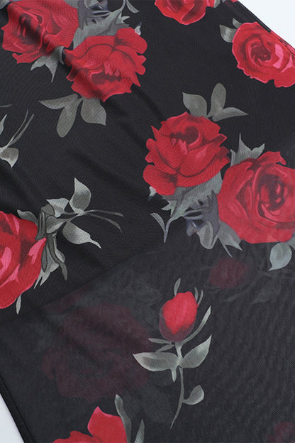 Flowers Mesh Strapless Sleeveless Two Pieces