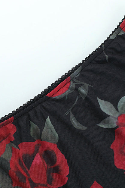 Flowers Mesh Strapless Sleeveless Two Pieces