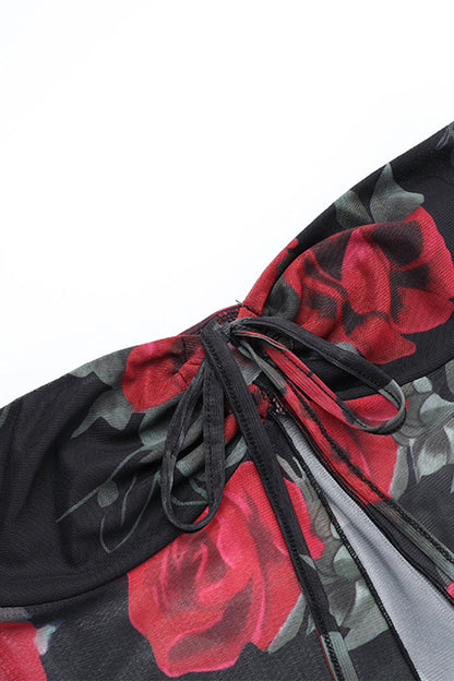 Flowers Mesh Strapless Sleeveless Two Pieces