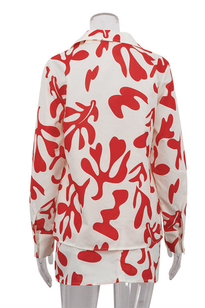 Patchwork Turndown Collar Long Sleeve Two Pieces