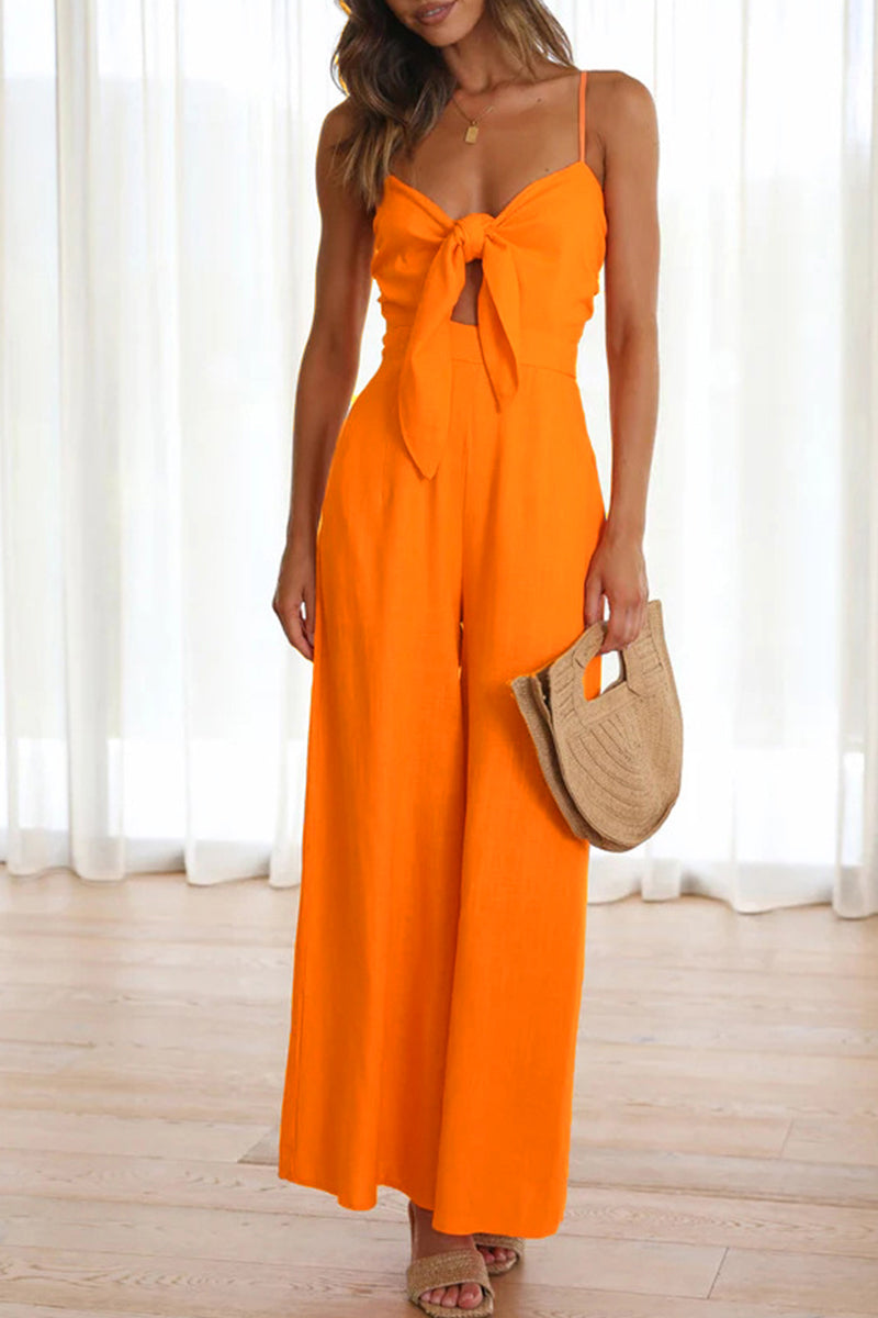 Frenulum V Neck Loose Jumpsuits(3 Colors)