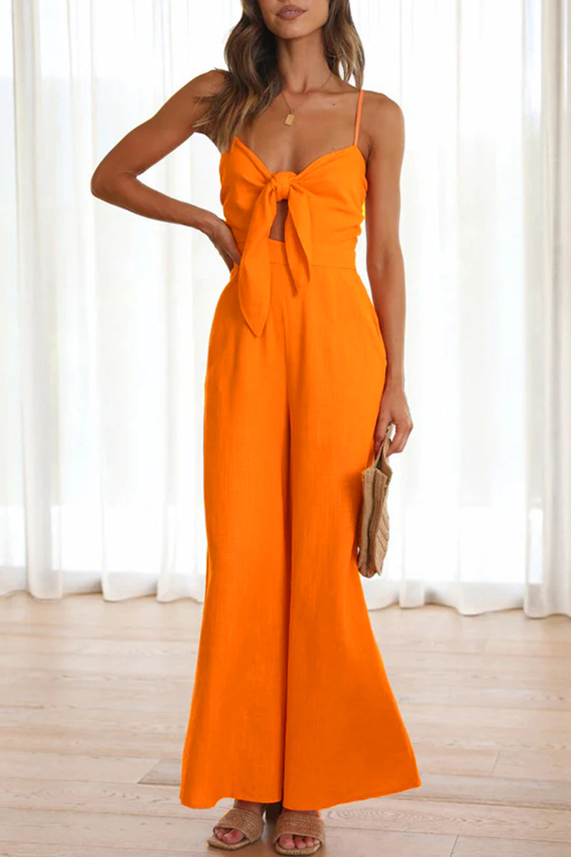 Frenulum V Neck Loose Jumpsuits(3 Colors)